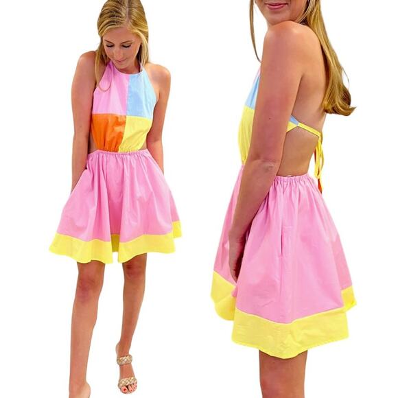 Love Is For Eternity L.I.F.E. Colorblock Halter Dress Size Large NWT - Picture 4 of 13